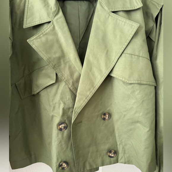 NEW Free People Green Looking Glass Cropped Trench Coat XL - Picture 5 of 9